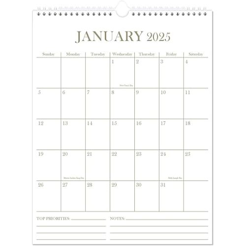 2025 Wall Calendar - 18 Months Calendar from January 2025 - June 2026, Calendar 2025-2026 with Thick Paper, 8.5" x 11", Vertical Calendar, Golden