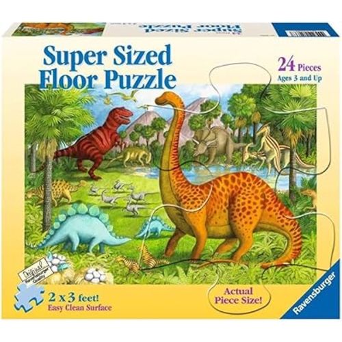 Ravensburger Dinosaur Pals - 24 Piece Giant Floor Puzzle for Kids | Unique Interlocking System | Enhances Problem Solving Skills | FSC Certified Sustainable Materials