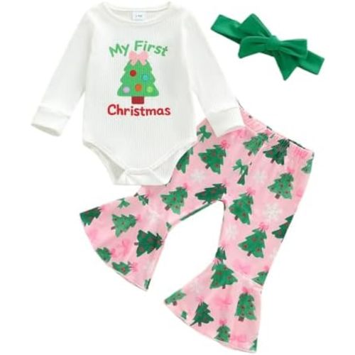 Kuriozud Newborn Baby Girl Bell Bottom Outfit Ruffle Romper Pants Clothes