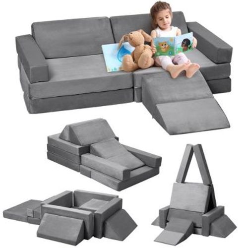 Kids Play Couch 12pcs Modular Playset Foam Play couch for Toddlers Children,Convertible Kids Couch Sofa Indoor Furniture for Playroom
