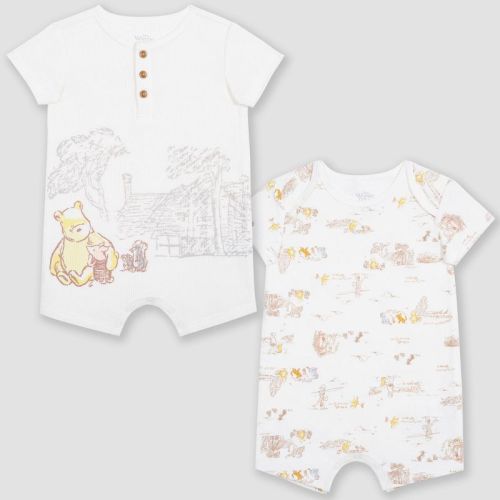 Baby 2pk Disney Winnie the Pooh Collection Romper - Beige 0-3M