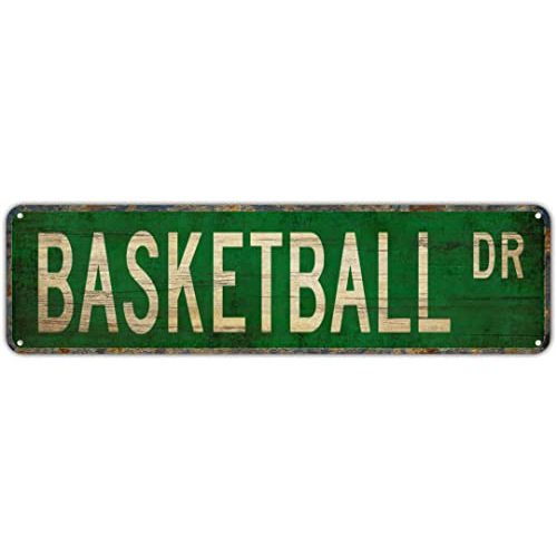 Vintage Tin Sign Basketball Sign Street Sign Retro Metal Sign for Home Bar Coffee Garden Indoor Ourdoor Decor 4"×16"
