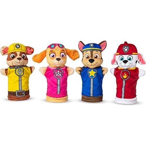Melissa & Doug PAW Patrol Hand Puppets (4 Puppets, 4 Cards) - PAW Patrol Puppets Pretend Play for Kids