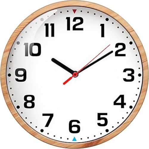Wall Clock 9 Inch Battery Operated Silent Non-Ticking Wall Clock Modern Quartz Design Decorative Indoor Kitchen Office Brown