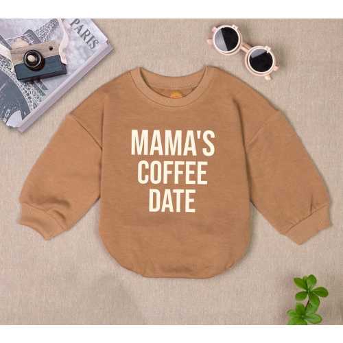 Mom's Coffee Date Bubble Romper, Baby Reveal Pregnancy Announcement, Coffee Lover Gift, Newborn Cute One Bodysuit, Neutral Baby Gift