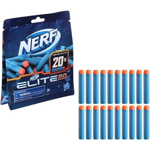 NERF Elite 2.0 20-Dart Refill Pack, 20 Official Nerf Elite 2.0 Foam Darts, Compatible with All Nerf Blasters That Use Elite Darts, Kids Stocking Stuffers