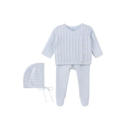 Unisex Pointelle Wrap Set with Hat - Baby