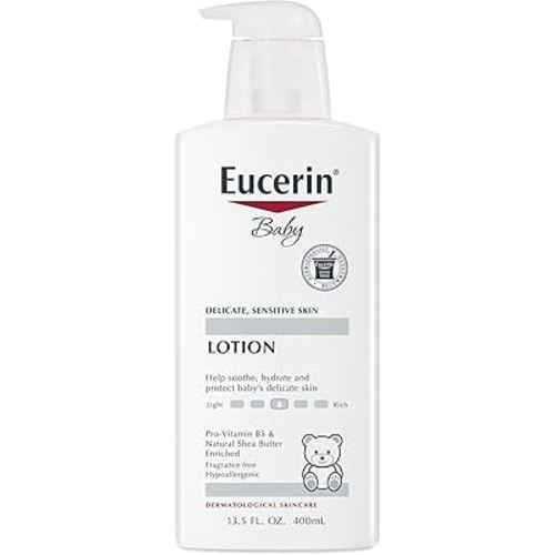 Eucerin Baby Body Lotion, Hypoallergenic and Fragrance Free Baby Lotion, Baby Moisturizer with Pro-Vitamin B5 and Shea Butter, 13.5 Fl Oz Bottle