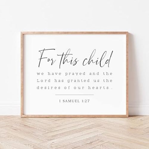 NATVVA for This Child We Have Prayed Sign Prints Poster Wall Decor Canvas Art Prints Painting Picture Artwork Christian Home Nursery Baby Girl Room Decoration No Frame