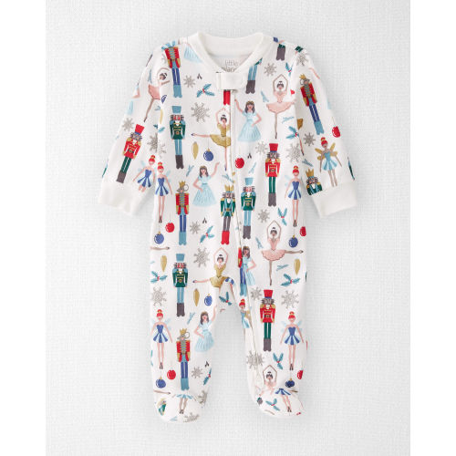 Sweet Cream Baby Organic Cotton Sleep & Play Pajamas in Holiday Nutcracker
