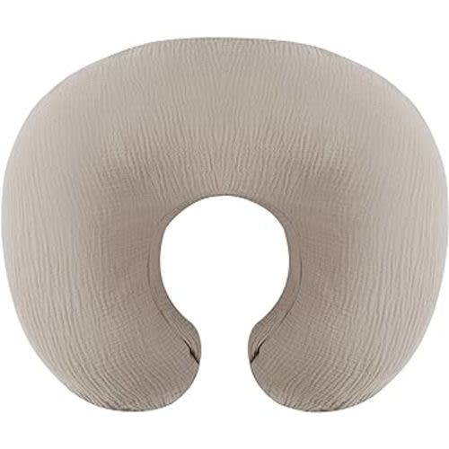 Muslin Nursing Pillow Cover Soft 100% Cotton Feeding Pillow Slipcover Fits Standard Infant Nursing Pillow or Positioner for Baby Boy and Girl, Fog