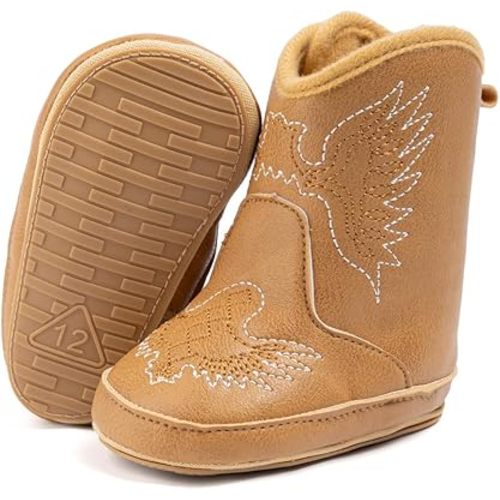 Miamooi Infant Baby Boys Girls Booties Newborn Cozy Fleece Warm Winter Boots Toddler Non-Slip Lace Up First Walking Shoes