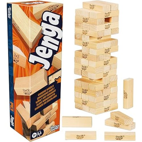 Official Hasbro Games Jenga Game | Digital Die for 6 More Ways to Play | Original Wood Block Game | Stacking Tower | Ages 6+ | 1+ Players | Party Games | Kids