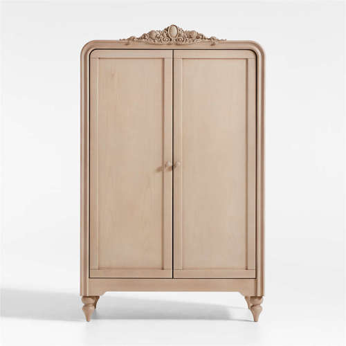 Lennox Carved Natural Wood Kids Armoire by Leanne Ford