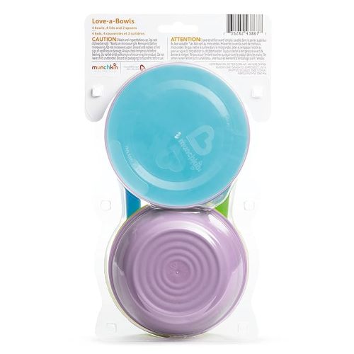 Munchkin® Love-a-Bowls™ 10 Piece Baby Feeding Set, Includes Bowls with Lids and Spoons, Multicolor