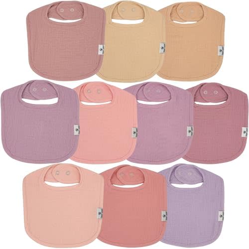 DiaperSquad's Baby Bibs for Drooling and Teething, Bibs for Boys, Baby Girl - Solid Cotton Baby Drool Bibs