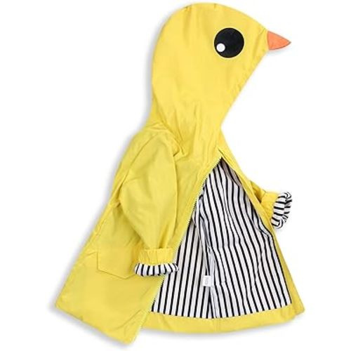 YOUNGER TREE Toddler Baby Boy Girl Duck Raincoat Cute Cartoon Hoodie Zipper Coat Outfit 3T