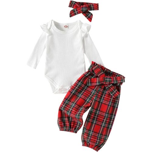 Kaipiclos Newborn Infant Girl Clothes Rib Knit Romper Daisy Print Pants Headband Baby Clothes for Girls 0 3 6 12 18 24 Months
