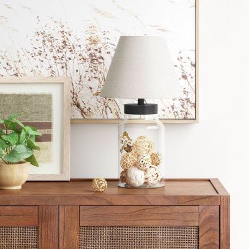 Casual Fillable Small Lamp Base Clear - Threshold™: Glass Accent, No Assembly Required, UL Listed