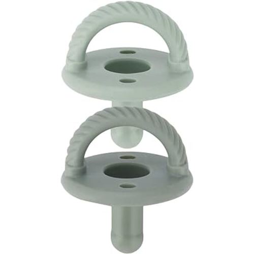Itzy Ritzy Sweetie Soother Pacifier Set of 2 - Silicone Newborn Pacifiers with Collapsible Handle & Two Air Holes for Added Safety; Set of 2 in Agave & Succulent, Ages Newborn & Up