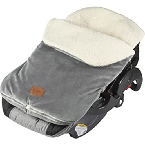 JJ Cole Bundle Me Winter Baby Car Seat Cover and Bunting Bag — Original — Graphite Gray — Sherpa Lined Baby Carrier Cover — Winter Baby Essentials