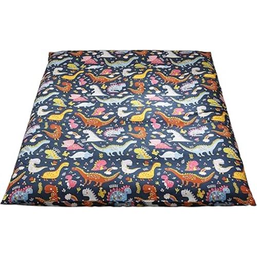 MAXYOYO Mattress Cover for Traditional Japanese Futon Mattress, Futon Floor Mattress Cover with Zipper, Super Soft and Machine Washable, Dinosaur, Queen