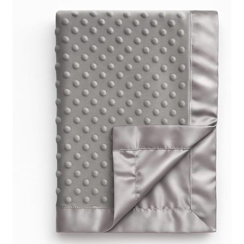 Pro Goleem Grey Baby Soft Minky Dot Blanket with Silky Satin Backing Baby Gifts for Girls and Boys (Gray, 30’’ x 40’’)