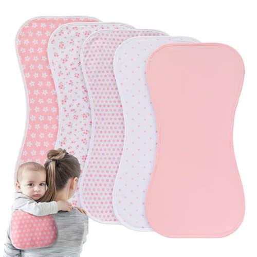 sleepyturtle 5 Pack Waterproof Baby Burp Cloths Extra Absorbent and Soft