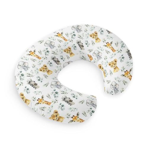 HawSkgFub African Safari Animal Eucalyptus Leaf Nursing Pillow Cover for Baby Boys, Jungle Elephant Giraffe Zebra Lion Breastfeeding Pillow Slipcover, Nursing Pillowcase for Newborn Infant, Cover Only