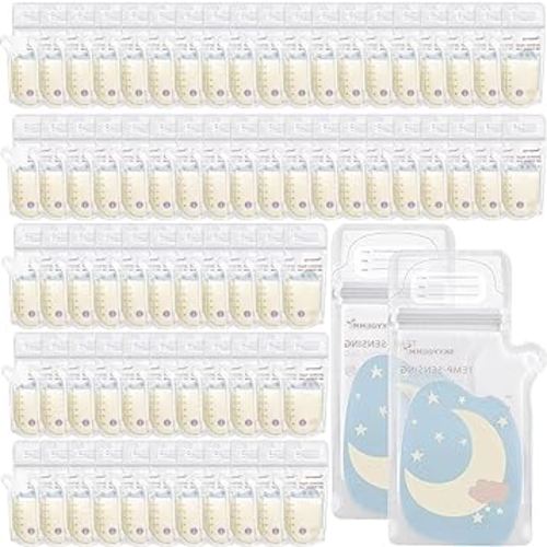 400 Count Breastmilk Storage Bags 6 oz Temp Sensing Discoloration Milk Storing Bags for Breastfeeding Self Standing Milk Storage Bag No Leak Zipper Seal Milk Freezer Storage Pouches