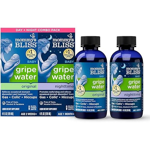 Mommy's Bliss Gripe Water for Babies with Gas, Colic or Stomach Discomfort Day & Night Combo