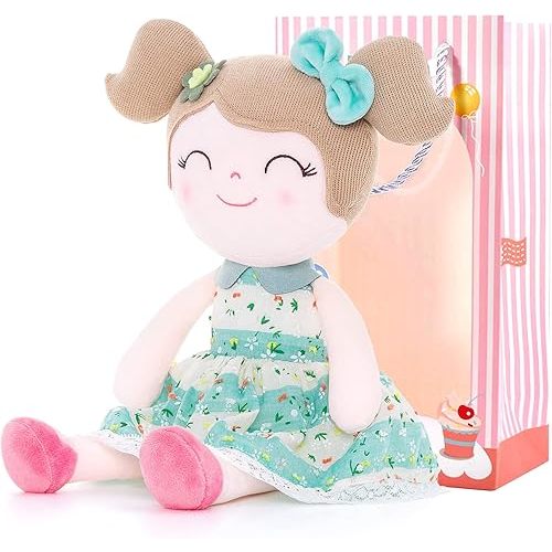 Gloveleya Baby Girl Gifts Soft First Baby Doll Plush Dolls Green 16" with Gift Box