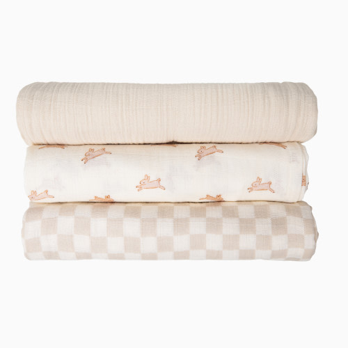 Tiny Kind Organic Muslin Swaddle (3 Pack) - Bunny Hop