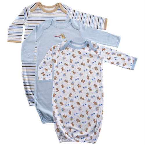 Luvable Friends Baby Newborn Sleeping Preemie Sleeper, Cotton Gowns Set, Blue, Infant Boy