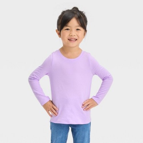 Toddler Girls' Solid Long Sleeve T-Shirt - Cat & Jack™, Color: Lavender, Size: 2T