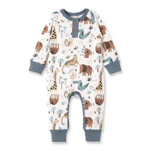 Jungle Jamboree Bamboo Henley Romper – August + Willow