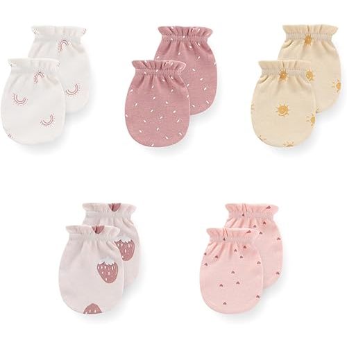 5 Pack Unisex New Born Boy Girls No Scratch Mittens Cotton Soft Baby Gloves Accessory 0-3 Months Infant Essentials
