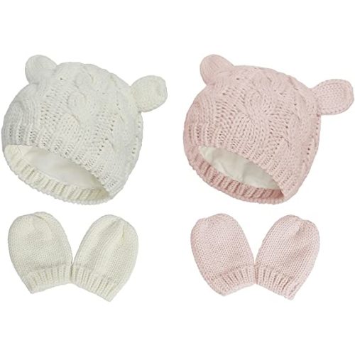 Baby Hat Glove Set Soft Newborn Mittens Baby Girl Boys Knitted Toddler Cap Infant Winter Beanie Mitten Sets