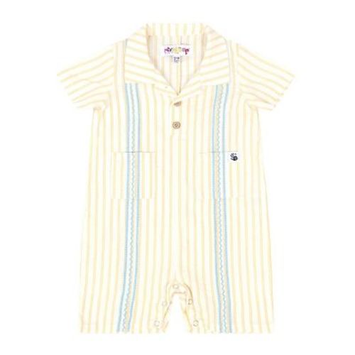 Mixed Up Clothing Bordado Baby Romper - Blue/white Stripe - 3-6 Months