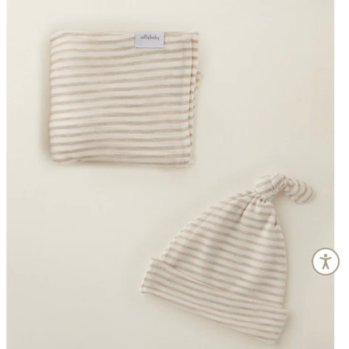 Driftwood Stripe Swaddle + Hat Set