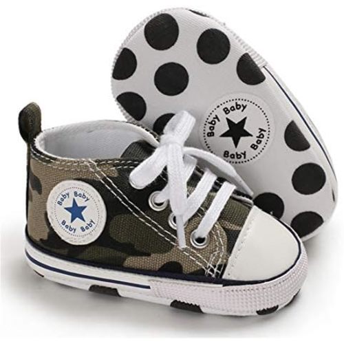 KIDSUN Unisex Baby Boy Girl Canvas Sneaker Soft Sole Infant Lace up Newborn Ankle Toddler First Walkers Crib Shoes
