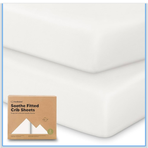 KeaBabies 2-Pack Organic Crib Sheets for Boys, Girls - 52x28 Fitted Crib Mattress Sheet Neutral, Breathable Jersey Cotton Cover for Baby Bed, Toddler Mattress, Soft & Cute Prints (Soft White)