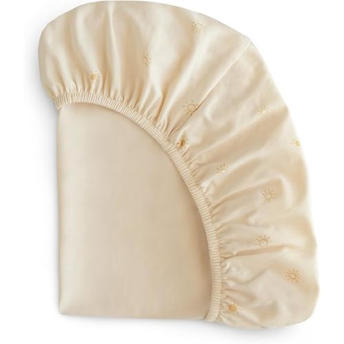 mushie Stretchy & Soft Mini Crib Sheet | Fitted 24" x 38" (Sun)