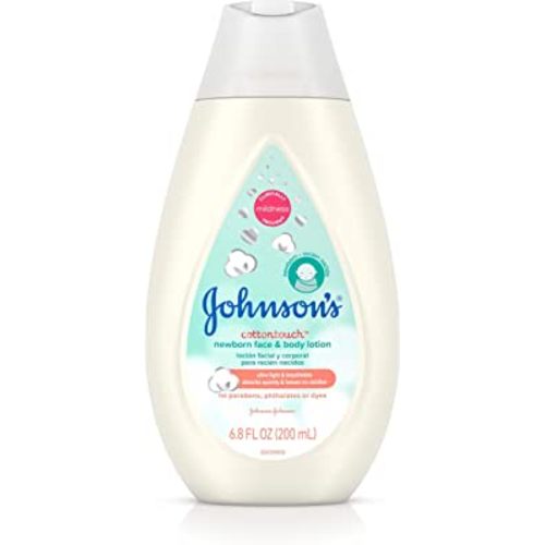 Johnson's Cotton Touch Newborn Baby Face and Body Lotion, Made with Real Cotton, 6.8 fl. oz