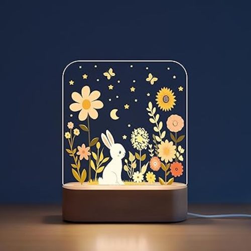 Night Light for Kids, Nursery Night Light, Toddler & Kids Bedroom Decor Gift, Baby Room Decor, Baby Boy and Girl Gift, Bedside Nightstand Night Lamp, Cute Night Light, Moon and Stars Light (F16)