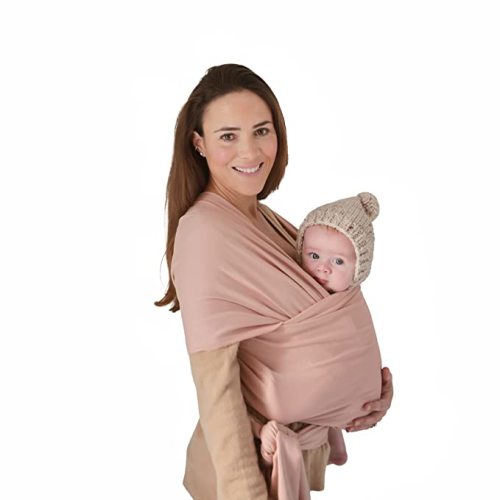 mushie Baby Wrap Carrier | Organic Cotton and Elastane | Infant Sling for Newborn and Babies 8-35 lbs (Blush)