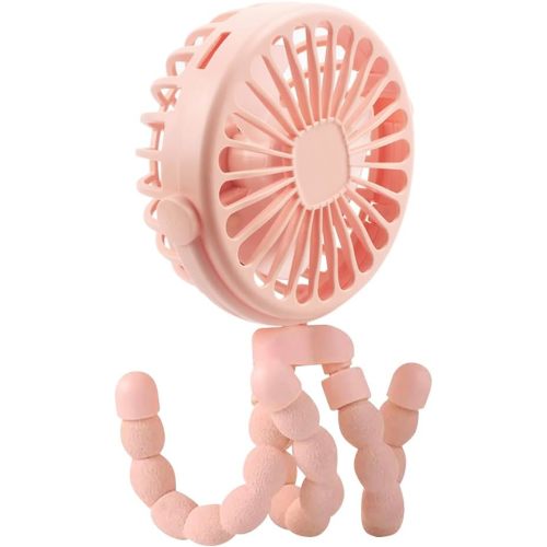 Suteng Stroller Fan Flexible Tripod Clip On Baby Fan, Battery Operated Mini Portable Handheld Fan for Car Seat Crib Stroller, USB Rechargeable Small Desk Fan with 3 Speeds and LED Lights