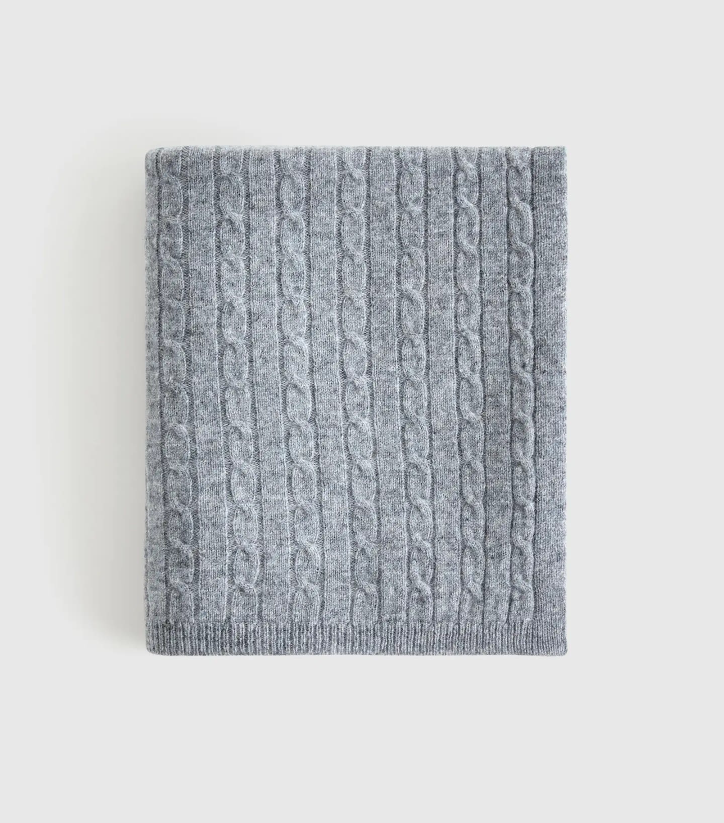 Luxe Cable Knit Cashmere Baby Blanket in Heather Grey