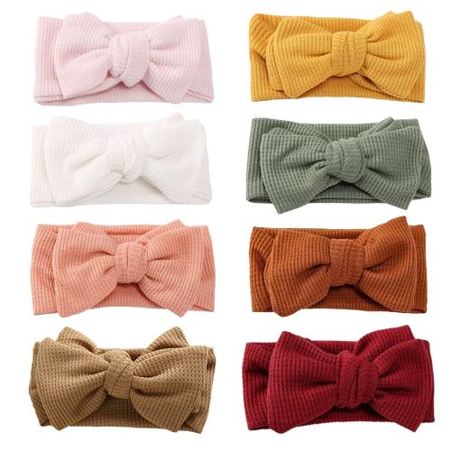 Baby Headbands Waffle Hairband with Bows for Baby Girls Newborn Infant Toddlers Kids