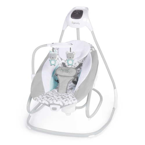 Ingenuity SimpleComfort Infant Swing & Rocker, 2-in-1, Vibrating Motion, Grey
